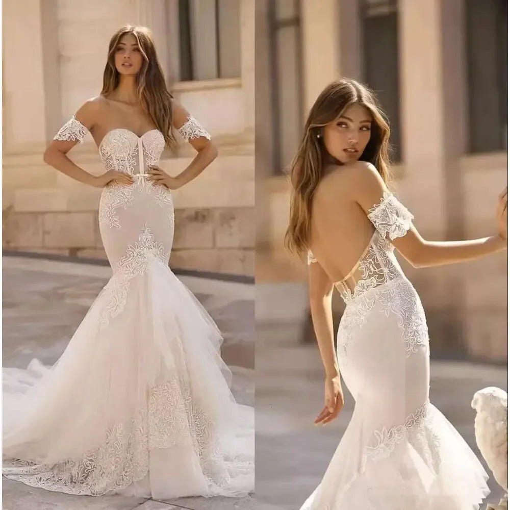 Luxury sleeveless strapless Mermaid Wedding dress Sexy Halter bead split official Ocn custom tulle floor-length bridal dress