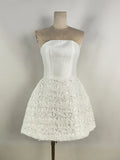 Long sleeve O-neck strapless high waist mini flower crop top women dress detail