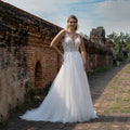 A-Line Wedding Dresses For Women Lace Appliques V Neck Backless Princess Bridal Gown Boho Brides Desses Customized