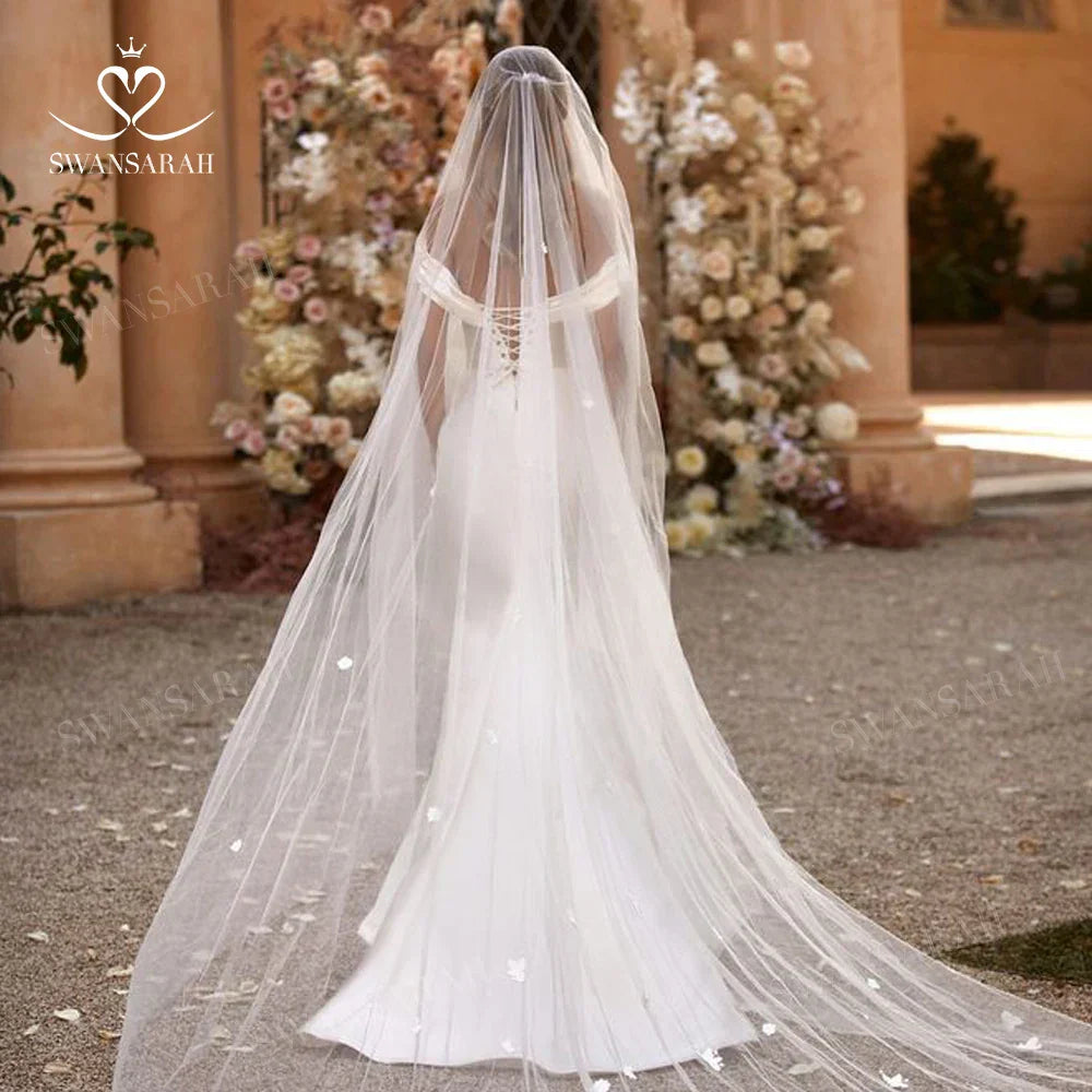 3D Flowers Mermaid Wedding Dress 2024 Off Shoulder Satin Detachable Train Princess Bride Gown SwanSarah M254 Vestido De Novia
