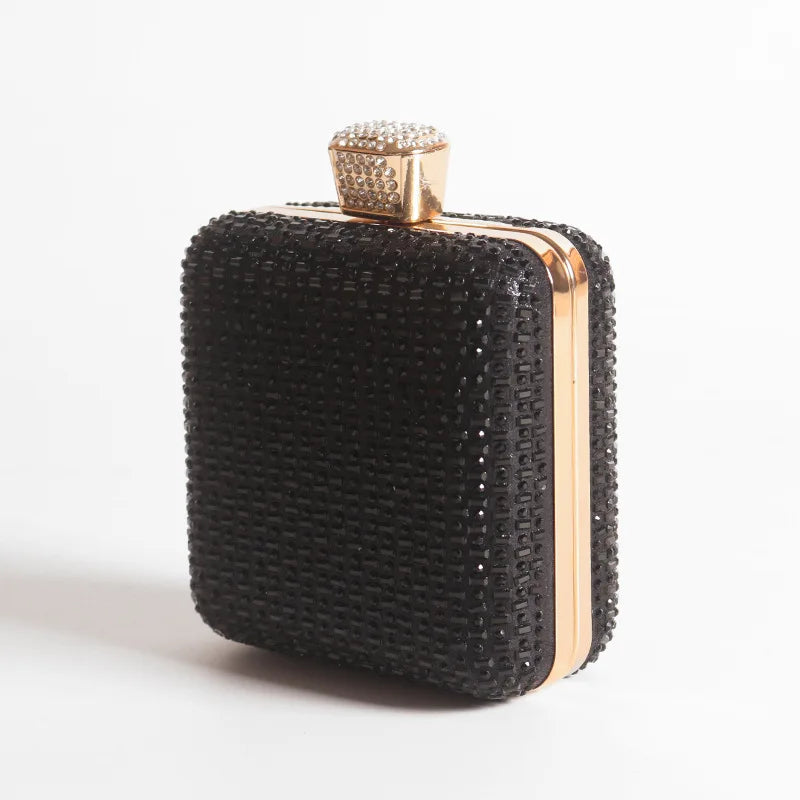 ISKYBOB Luxury Mini Bag Exquisite Evening Bag Dress Clutch Square Rhinestone Hand Bag Banquet Chain Women's Advanced Bag