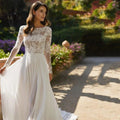 Backless chiffon beach - side
