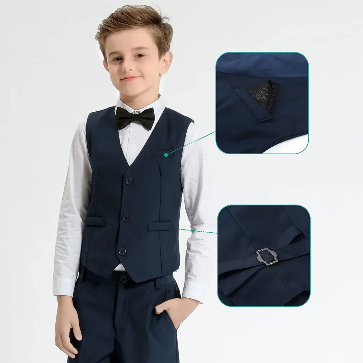 Boys Suit Wedding Kids Flower Formal Easter Child Party Ceremony Birthday Costume Photography with Vest Pants Clothes 5PCS