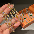 Yellow Green AAA Zircon Bridal Earrings CZ Cubic - detail view