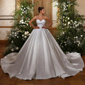 Beading satin ball gown - front view