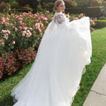 2024 Princess Sweetheat Lace Sleeve Wedding Dresse Sweep Train Vestido De Novia Satin Cap Straps New Bride Dress Elegant