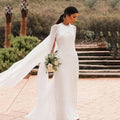 Vintage O-neck wedding dress chiffon jacket 2 pieces mermaid backless bridal gown bride