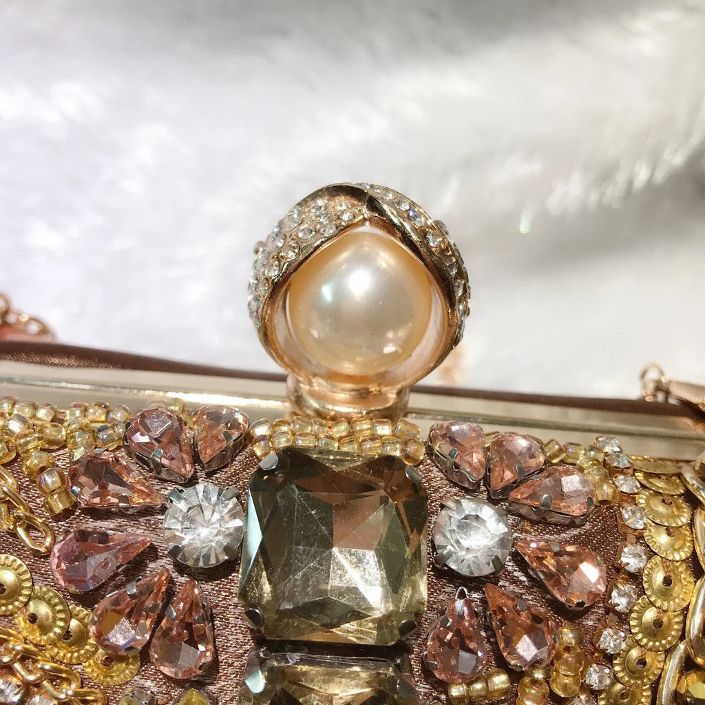New Water Diamond Handbag Crystals Evening Clutch Bags Luxury Women Wedding Party Purse Ball Handbags Rhinestone Mini heart bag