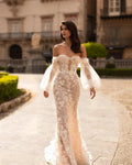 Mermaid Lace Wedding Dresses Long Sleeves Bridal Gowns Beaded Sweetheart Neckline Neck Plus Size Sweep Train - Image 6