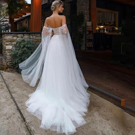 Off The Shoulder Sweetheart Wedding Dresses Elegant Vestidos De Novia Customized Appliques Vestido De Noiva