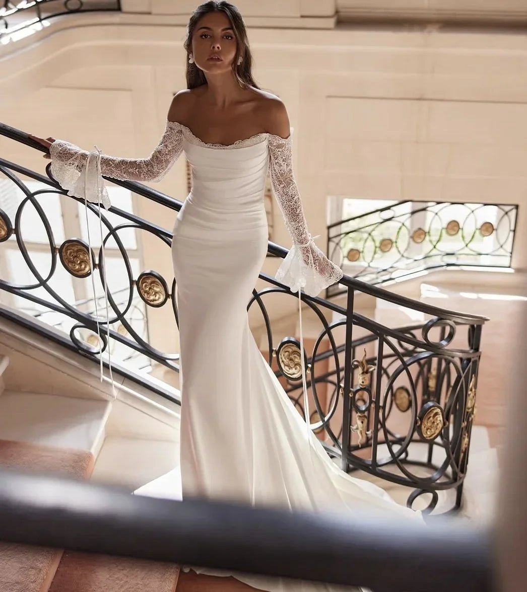 Off shoulder robe - side angle