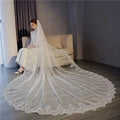 Custom bridal veil handcrafted designer tulle ivory cathedral wedding veil back view