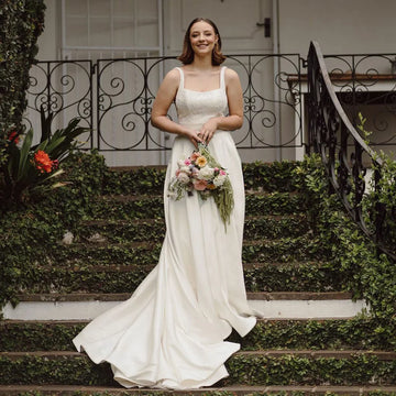 Vintage Romantic Bridal Wedding Dresses A Line Sleeveless Lace Beading Brides Gown Women Backless Bride Dress Customized