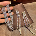 Luxury Long AAA Zircon Bridal Earrings CZ Cubic - side view