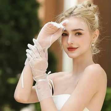 Short Bridal Gloves Pearl Wristband Wedding Glove For Women Girl Party Evening Dress Jewelry Bride Accessories