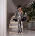 Sparkle asymmetrical one-shoulder sequin prom dress size chart