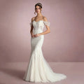 Mermaid Luxury Lace Wedding Dresses Off Shoulder Brides Dresses Illusion Back Appliques Sexy Bridal Gown Customized