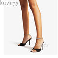 Luxury wedding bride satin crystal chain ankle strap square open toe thin high heel shoes detail