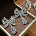 Bowknot AAA Zircon Bridal Earrings Cubic Zirconia Wedding - side view