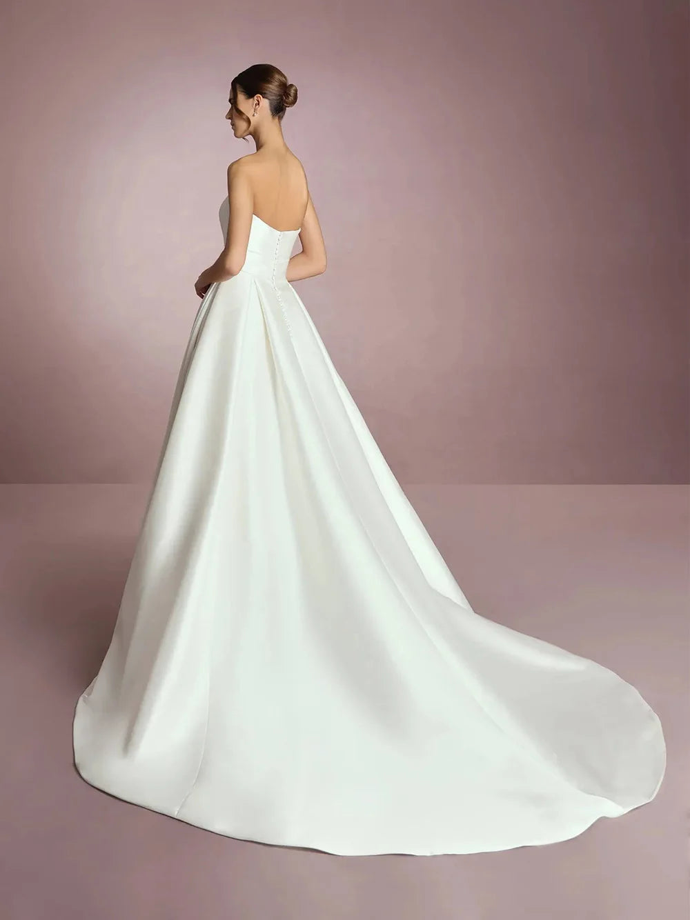 Satin Simple Wedding Dresses For Women A-Line Beading Belt Bridal Gown Sweetheart Button Elegant Brides Dress Customized