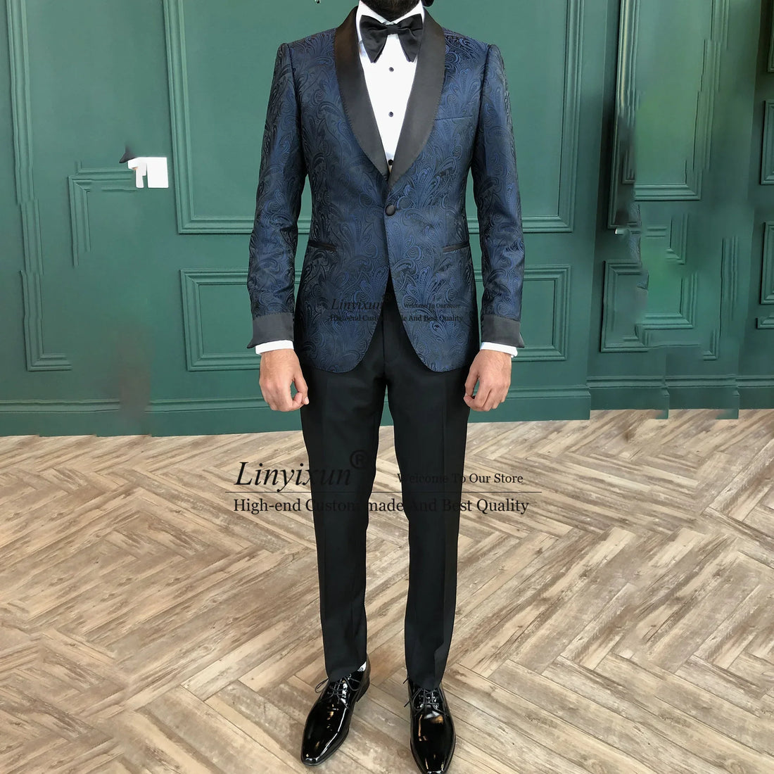 Elegant jacquard men suit groom wedding tuxedo 2 pieces business blazer jacket custom made