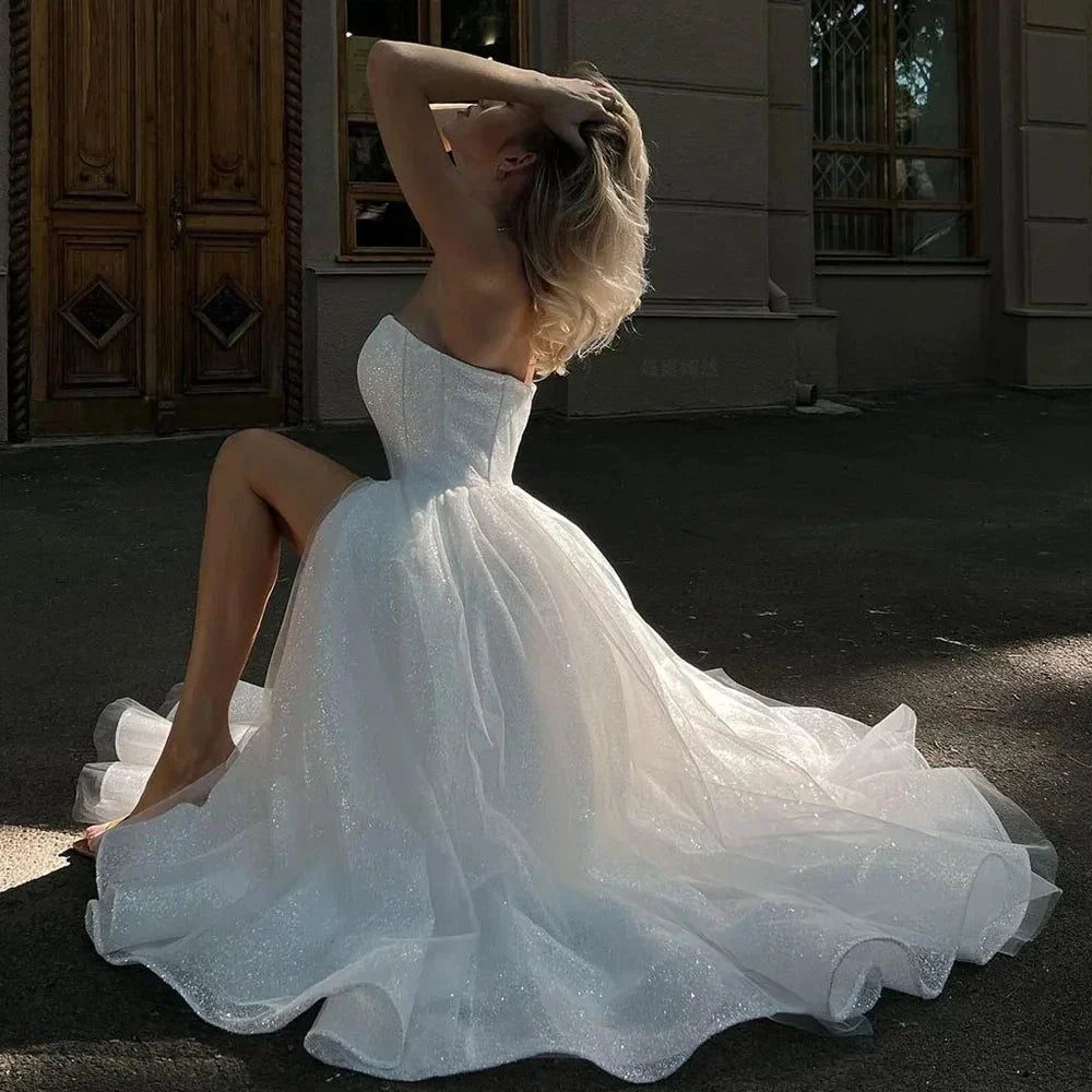Strapless slit dress - detail
