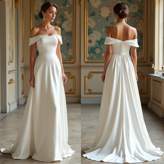 🔹 Off-the-shoulder wedding dress | فستان زفاف بأكتاف مكشوفة | Vestido de novia off-the-shoulder
🔹 Satin A-line bridal gown | فستان زفاف A-Line من الساتان | Vestido de novia de satén en línea A
🔹 Minimalist elegant wedding dress | فستان زفاف أنيق بسيط | Vestido de novia minimalista elegante
🔹 Lace-up back wedding gown | فستان زفاف بظهر مربوط | Vestido de novia con espalda ajustable
🔹 Modern fairytale wedding dress | فستان زفاف ملكي عصري | Vestido de novia de cuento de hadas