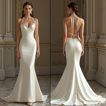 Customize Vestidos de Novia 2025 Mermaid Side Slit Bridal Gowns Soft Satin Wedding Dress