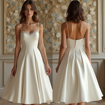 Timeless Satin Wedding Dress midi Bridal Gown for Elegant Brides 2025 collection