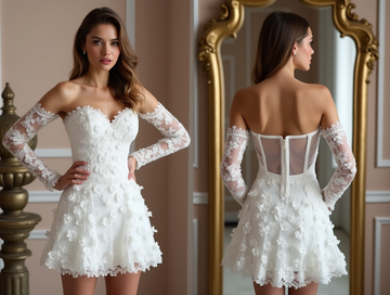 🔹 Short wedding dresses 🔹 Lace bridal mini dresses 🔹 3D floral appliqué wedding dresses 🔹 Elegant reception wedding dresses 🔹 Sweetheart neckline wedding dresses 🔹 2025 trendy bridal dress collection 🔹 Off-the-shoulder wedding dresses 🔹 Chic courthouse wedding dresses 🔹 Bridal after-party dresses