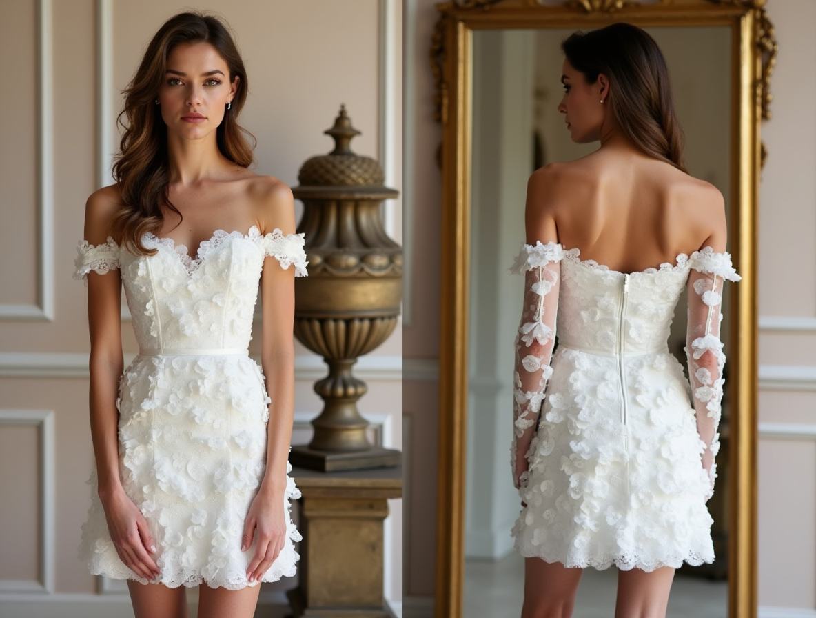 :
🔹 Off-the-shoulder wedding dresses 🔹 Short lace bridal mini dresses 🔹 3D floral appliqué wedding dresses 🔹 Elegant reception wedding dresses 🔹 Sweetheart neckline wedding dresses 🔹 2025 trendy bridal dress collection 🔹 Romantic mini wedding dresses 🔹 Bridal after-party dresses

