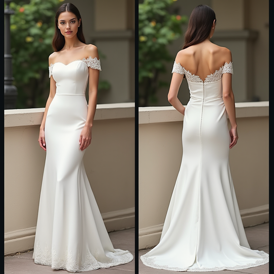 🔹 Off-the-shoulder wedding dress 🔹 Satin mermaid bridal gown 🔹 Luxury wedding dress with lace 🔹 Elegant reception wedding dress 🔹 Minimalist yet sophisticated bridal gown 🔹 Modern wedding dress 2025 🔹 Romantic satin and lace wedding dress 🔹 Chic destination wedding dres
