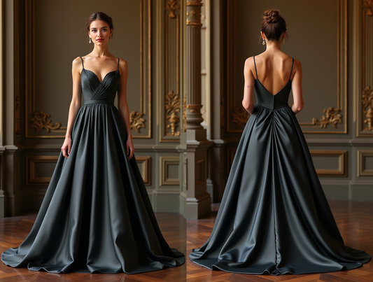 🔹 Black satin ball gown | فستان سهرة أسود ساتان | Vestido de gala negro de satén
🔹 Deep V-neck evening dress | فستان سهرة بياقة V عميقة | Vestido de noche con escote en V profundo
🔹 Formal black evening gown | فستان سهرة رسمي أسود | Vestido de noche formal negro
🔹 Elegant satin dress for special occasions | فستان ساتان أنيق للمناسبات الفاخرة | Vestido de satén elegante para ocasiones especiales
🔹 Luxury floor-length gown | فستان طويل فاخر | Vestido de gala largo de lujo

