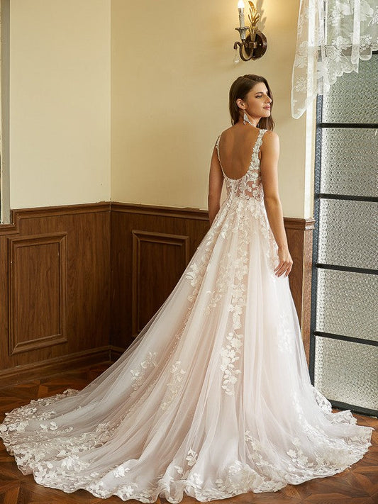 Wedding Dresses Lace Applique Sweep Train Sweetheart Neckline Bridal Gowns Corset Back Vestidos De Novia